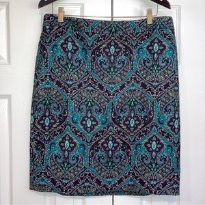 NWT Talbots Petites Purple Green Paisley Lined Skirt Size 14P